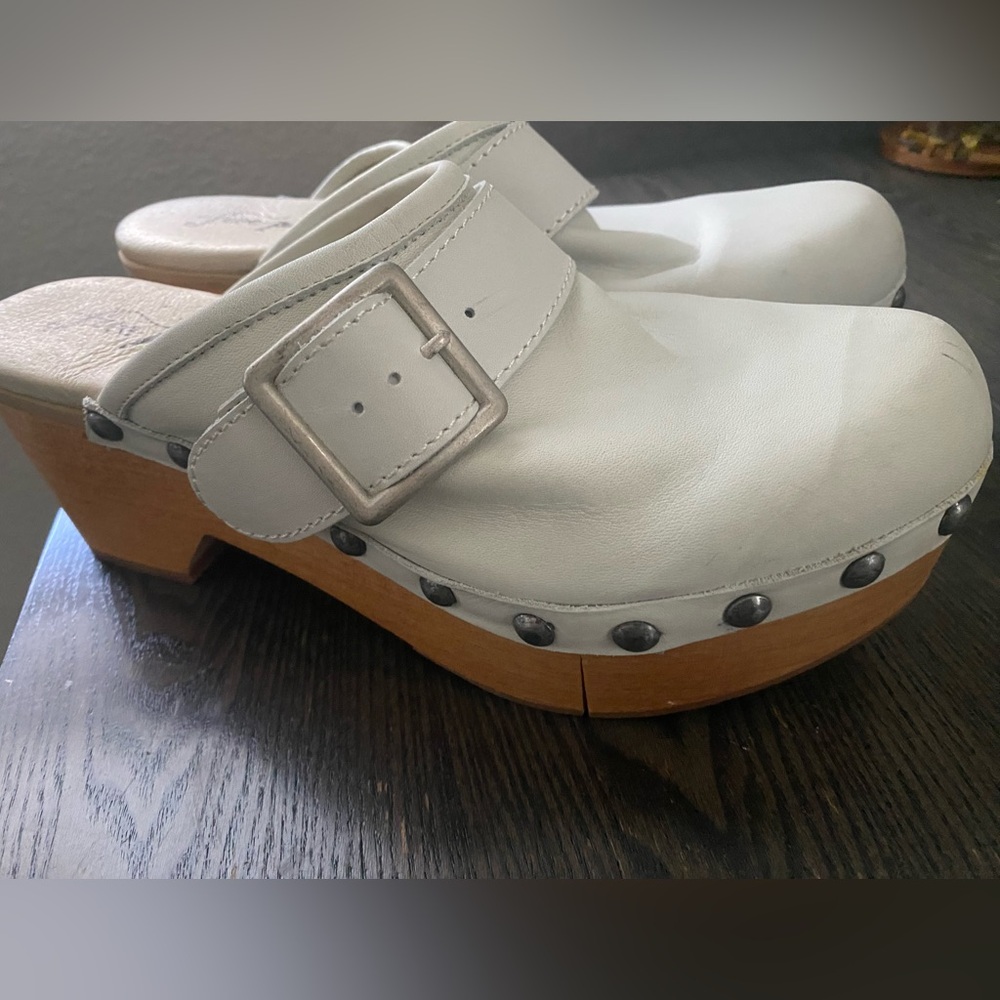 Free People Culver City White Leather Clog Heel Size 39 - Picture 10 of 10